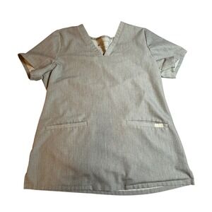 FIGS Technical Collection Casma Scrub Top Graphite Gray V Neck Womens Size M